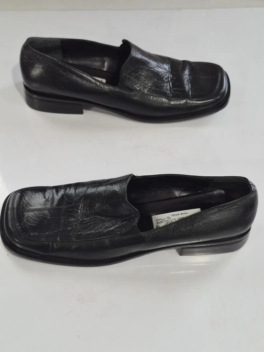 Classic Men's Black Leather Slip-On Loafers Size  10.5-11